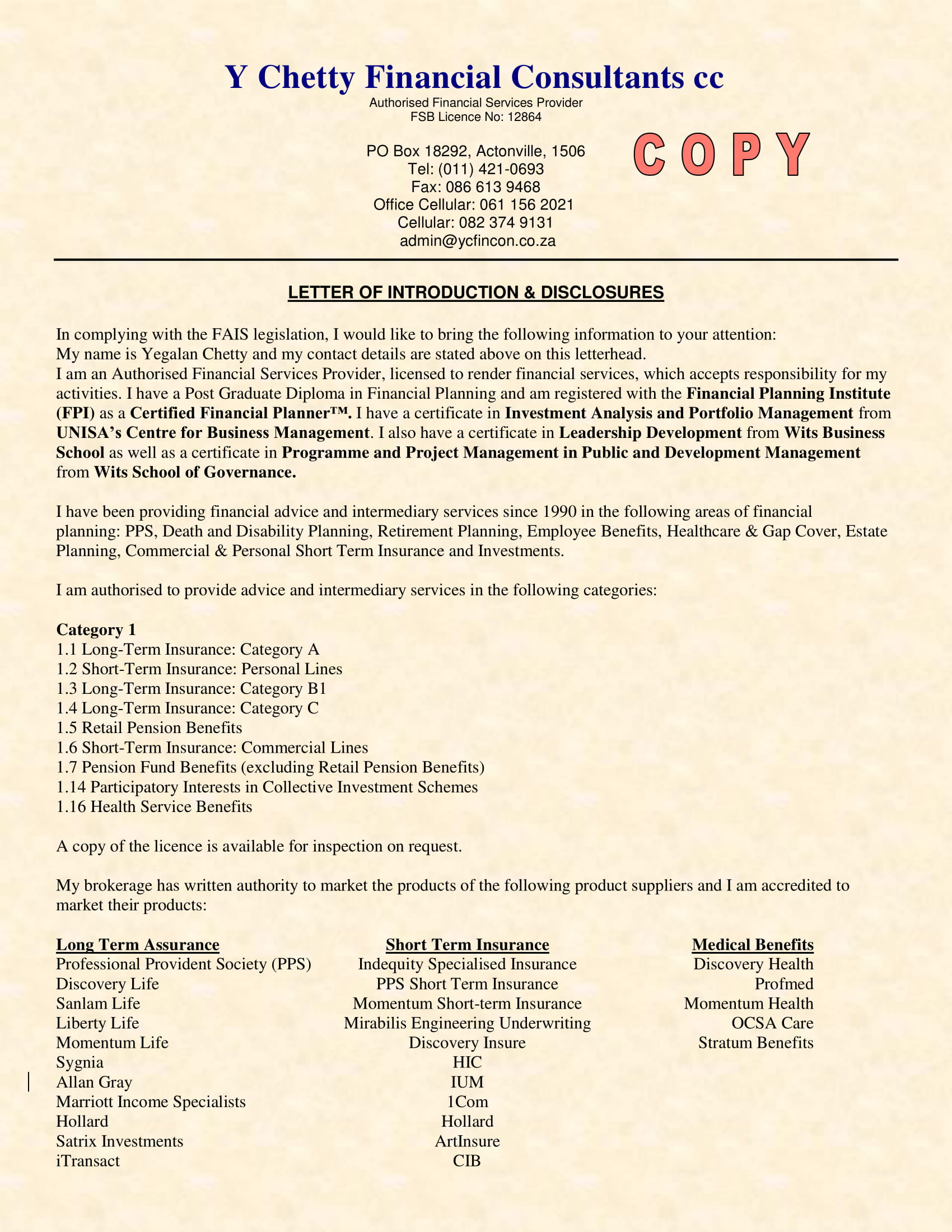 Contact Disclosure Letter 2018 A-1